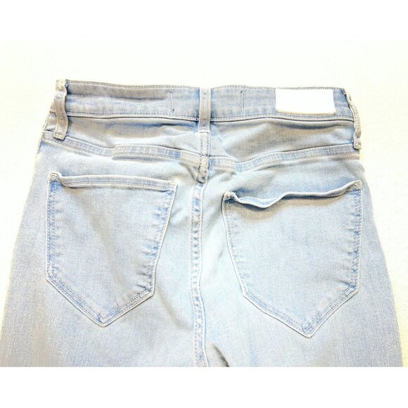 Hollister Junior High-Rise Flare Jeans 3R Blue Denim Light Wash Stretch Slit - Picture 8 of 10